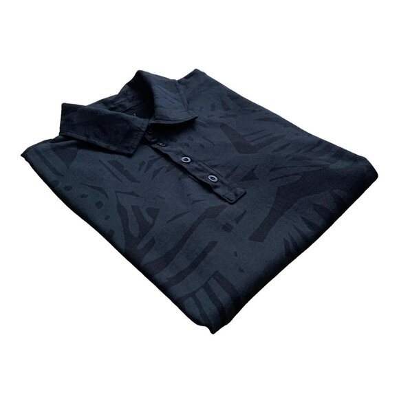 Armani Exchange Patterned Cotton Polo Shirt | Small | Grey/Black - Picture 16 of 16